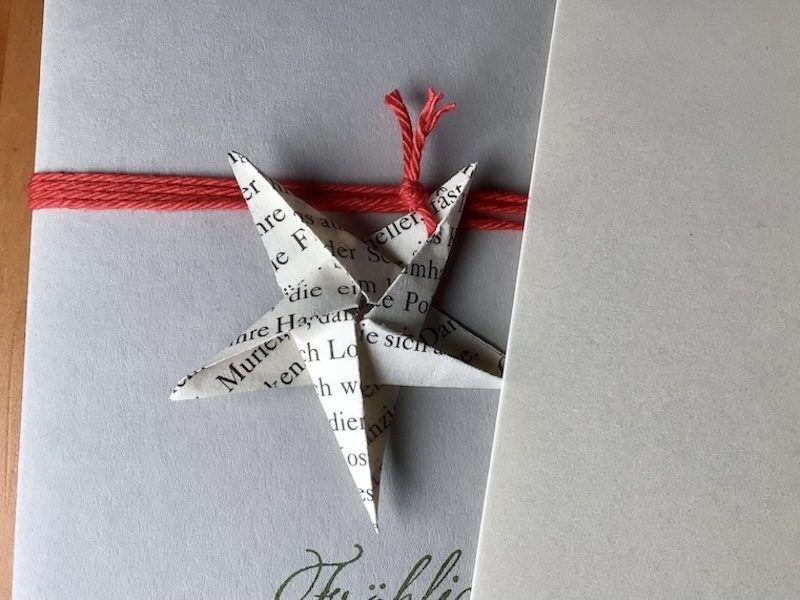 Weihnachtskarte Origami-Stern