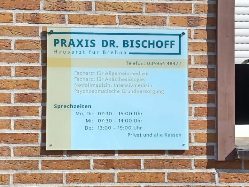 Gestaltung Praxisschild Praxis Dr Bischoff