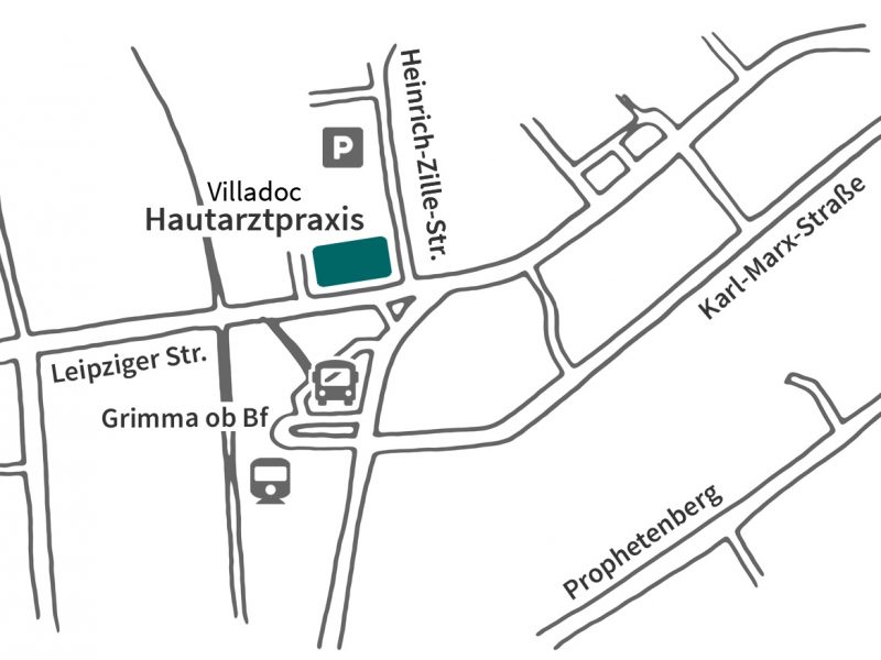 Grafik Anfahrtsskizze Hautarzt Grimma