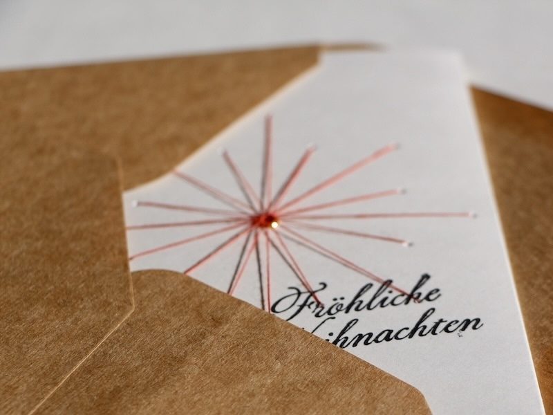 Weihnachtskarte Stern gestickt